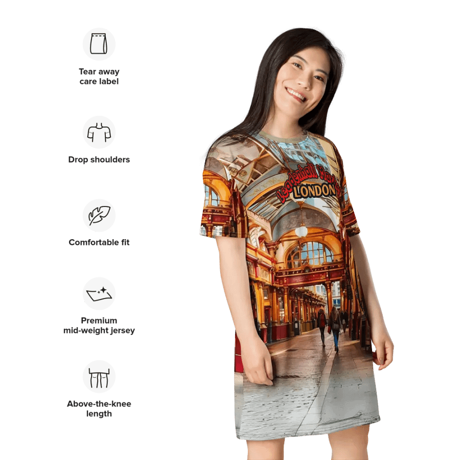 Leadenhall Market London All Over Print T-shirt Dress product image (5)