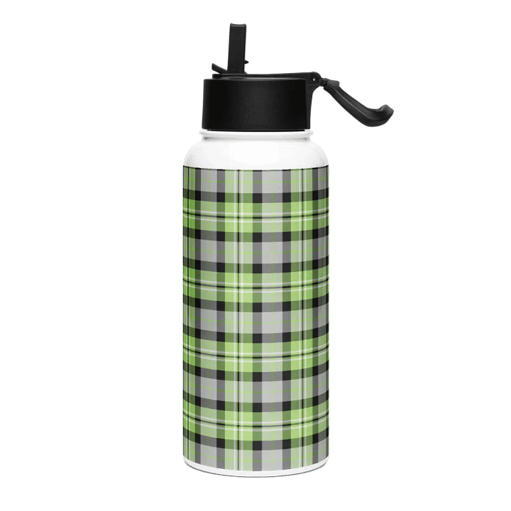 Light Green and Gray Plaid Water Bottle product image (2)