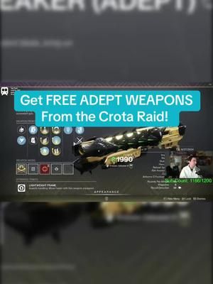 Get FREE ADEPT WEAPONS From the Crota Raid! #destiny2 #destiny #destiny2tiktok #destiny2clips #destiny2hunter #destiny2finalshape #destinythegame #destiny2witchqueen #destiny2funnymoments #destiny2titan #destiny2raid #destiny2revenant #destinymemes 