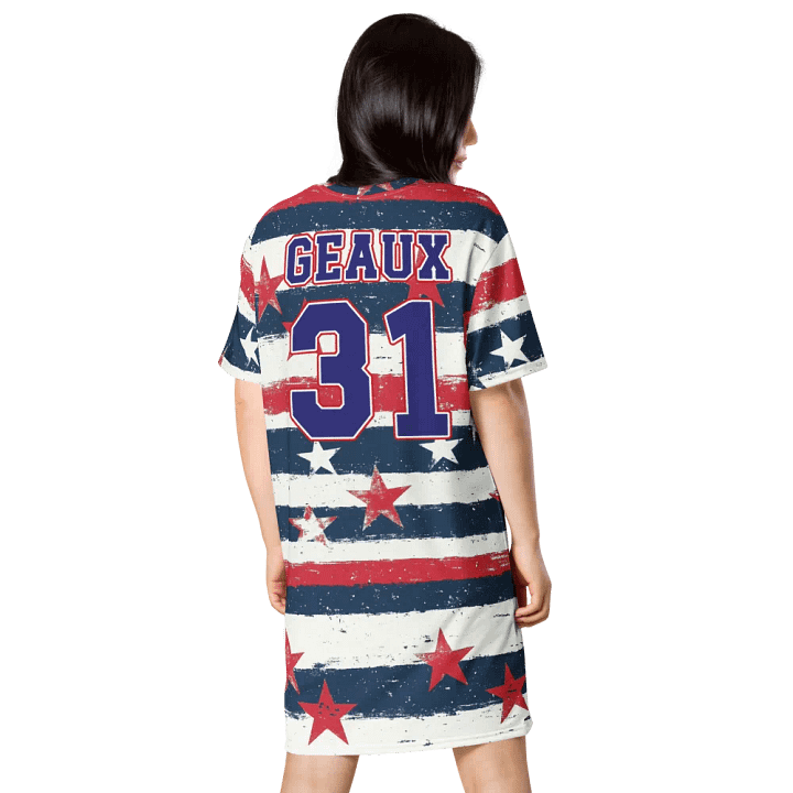 Geaux 31 (On Back) - Vintage Patriots (Stars & Stripes) T-Shirt Dress product image (2)