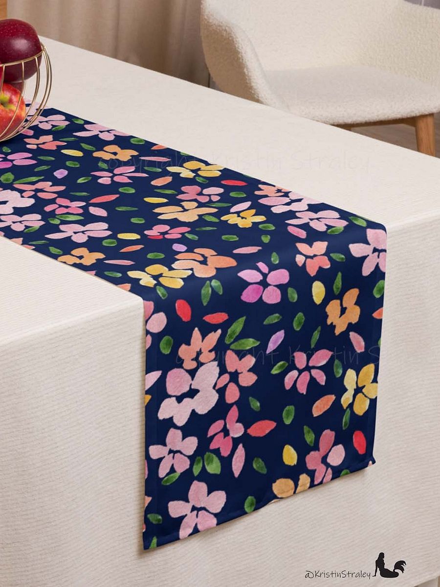 Spring Flowers on Navy Blue Table Runner product image (3)