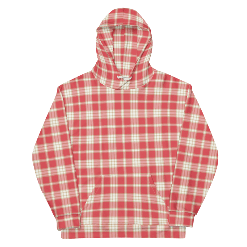 Coral Pink Plaid Hoodie product image (6)