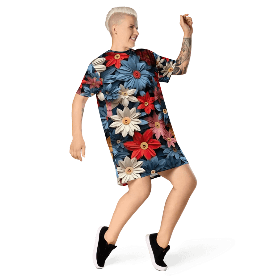 3D-Ditsy-Flowers-Seamless-Patterns T-shirt Dress - V6 product image (6)
