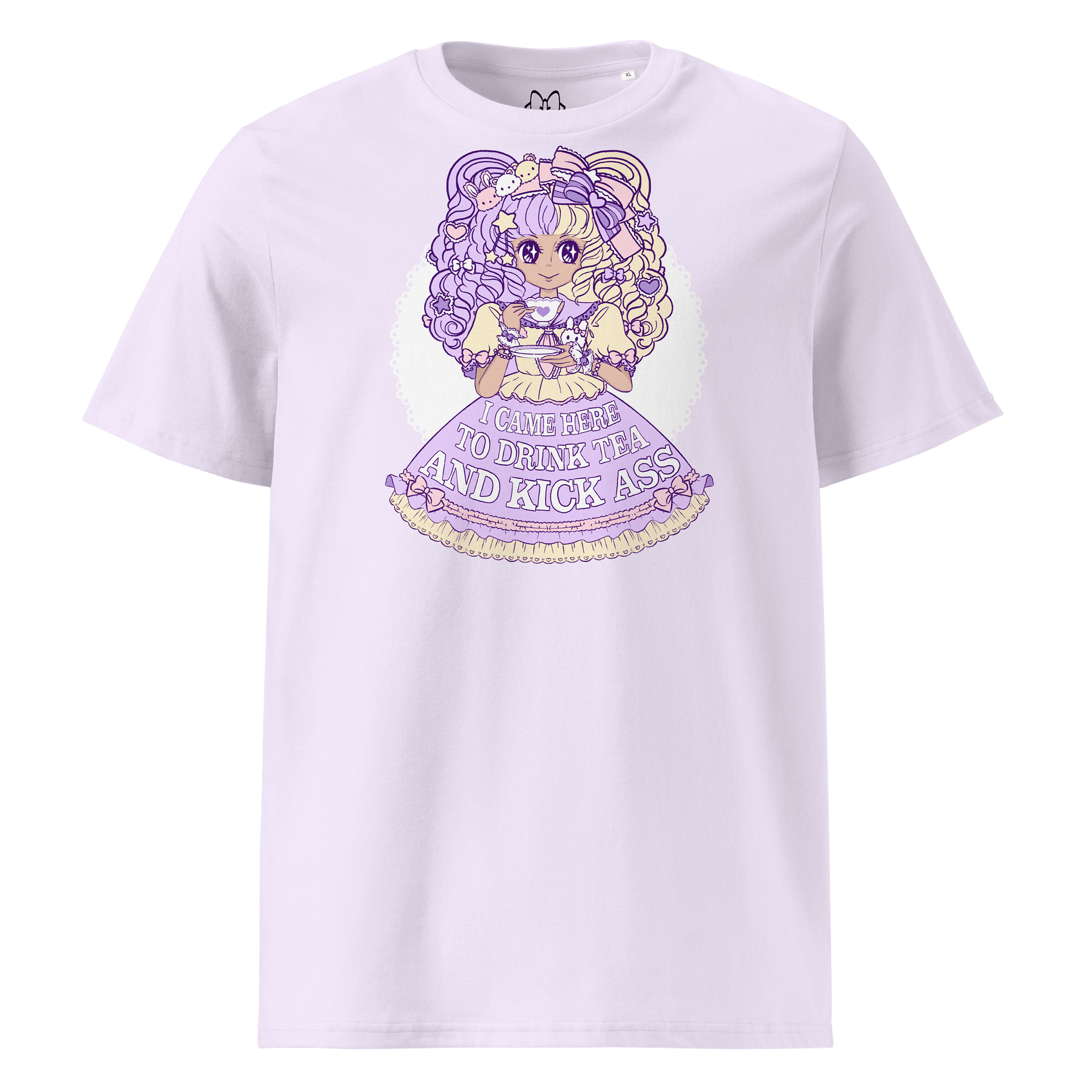 𝑼𝑺𝑨 I Came Here to Drink Tea & Kick Ass (OTT, Lavender) organic cotton t-shirt product image (2)