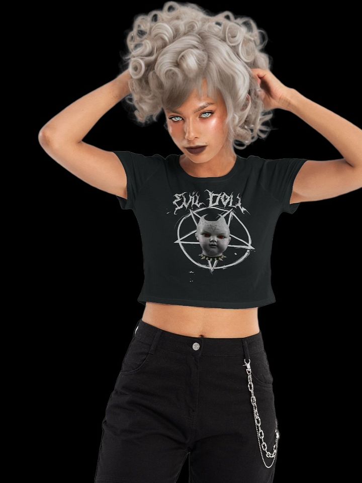 Evil Doll's Red Eyes Bella+Canvas Women's Crop Tee product image (1)