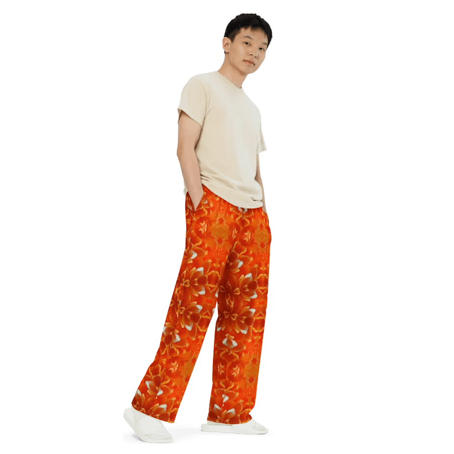 Orange Flower Kaleidoscope Wideleg Pants product image (7)