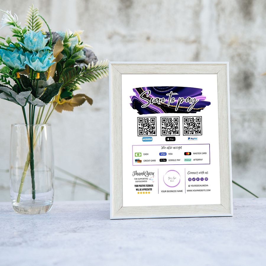 Amethyst - Scan To Pay QR Code Sign Template product image (7)