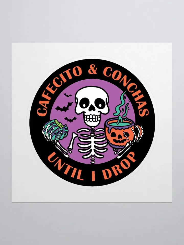 Cafecito and Conchas Halloween Skeleton Ghost Circle Sticker product image (1)
