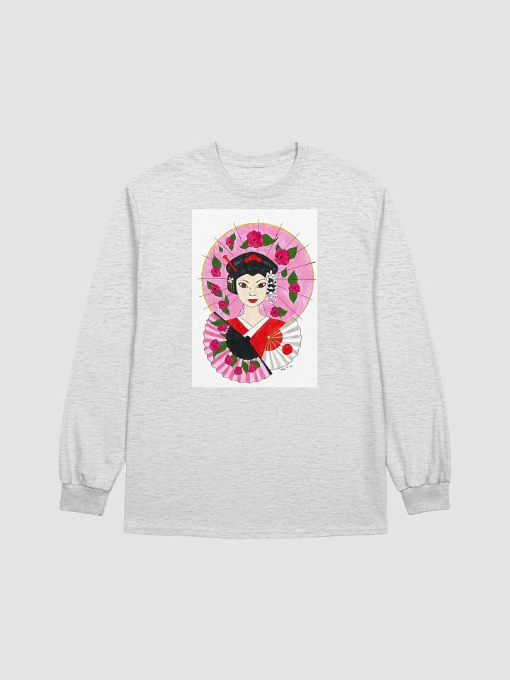 Japanese Geisha (art by Dina R.) acrylic painting - Cotton Long Sleeve T-Shirt product image (2)