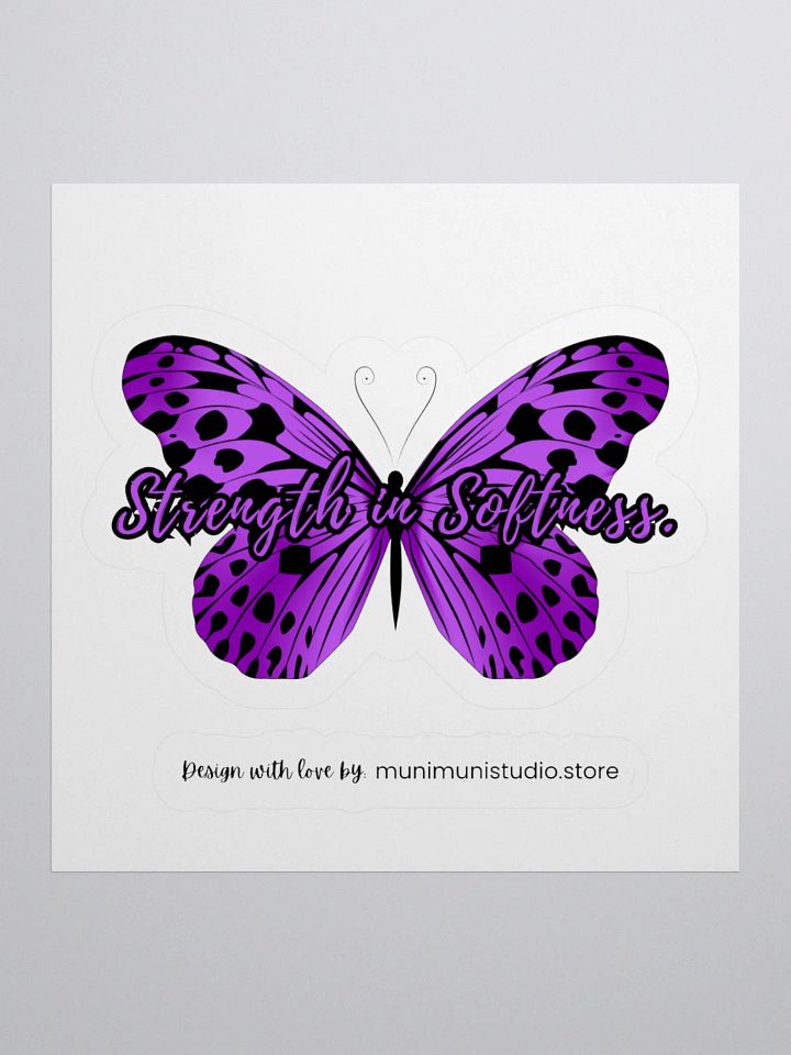 Strength in Softness – Purple Butterfly Inspirational Quote Sticker product image (2)