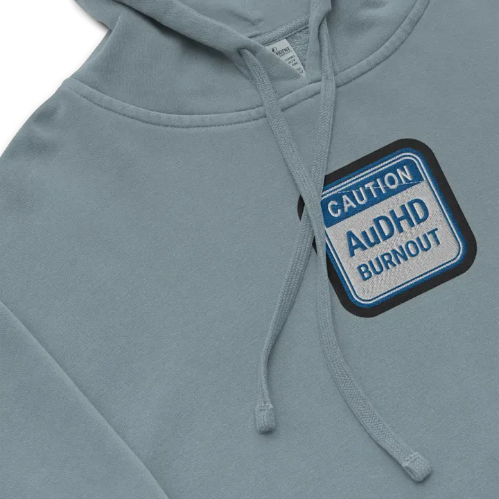 CAUTION: AuDHD BURNOUT embroidered pigment hoodie (royal bubble design) product image (1)