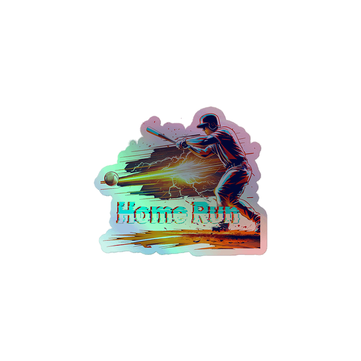 Dynamic Baseball Home Run Art: Glitch-Effect Power Swing Holographic Sticker product image (1)