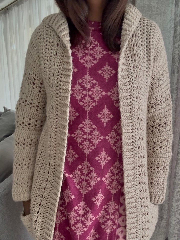 Crochet Hooded Cardigan Written Pattern product image (2)