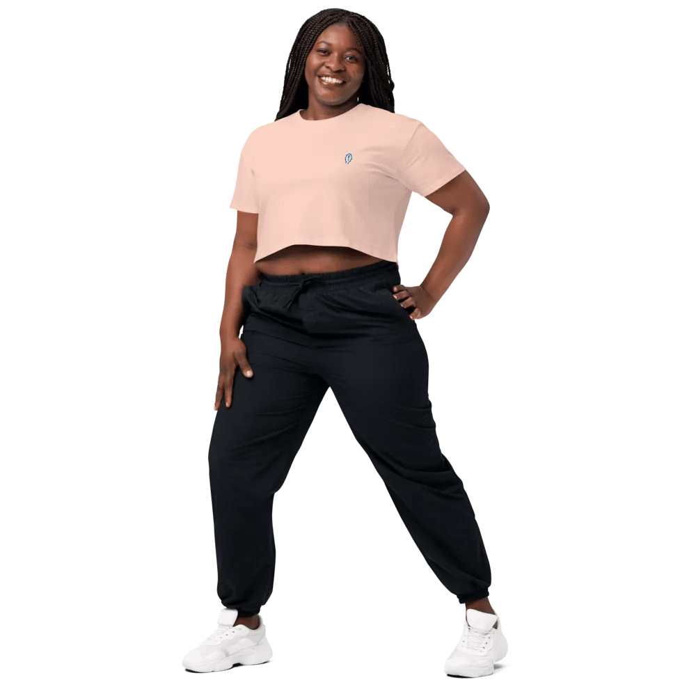 EXCLAIMING MENTALLY (L.C., aqua) embroidered cotton crop top product image (34)