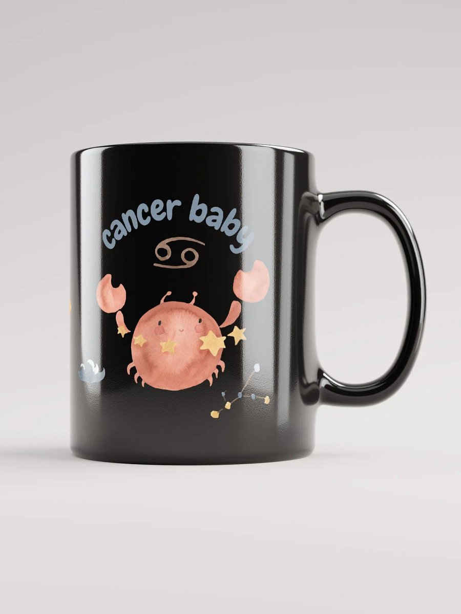 Cancer Baby June 22-July 22 BLACK GLOSSY MUG Baby Gift, New Baby Gift, Fun Astrology Gift product image (1)