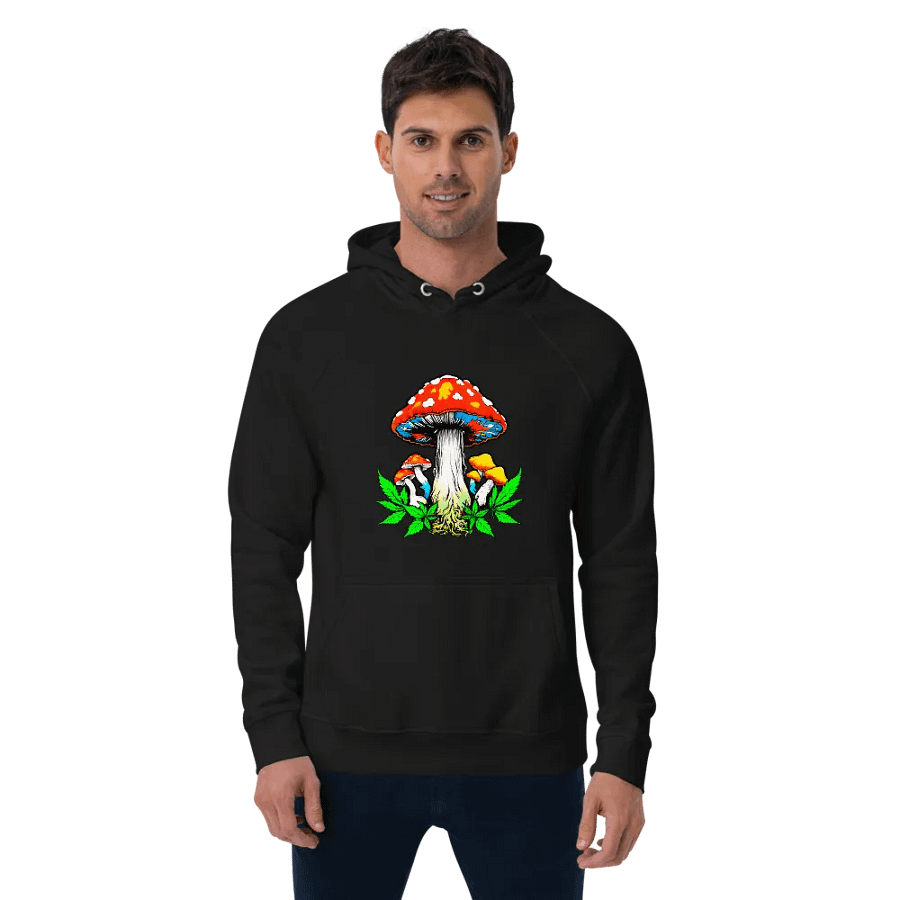 [Groovy Shrooms 2] Unisex Eco Raglan Hoodie product image (6)