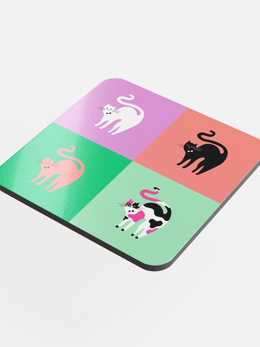 4 Cat coat of Arms 4V | Colorful Cat Collage coaster product image (4)