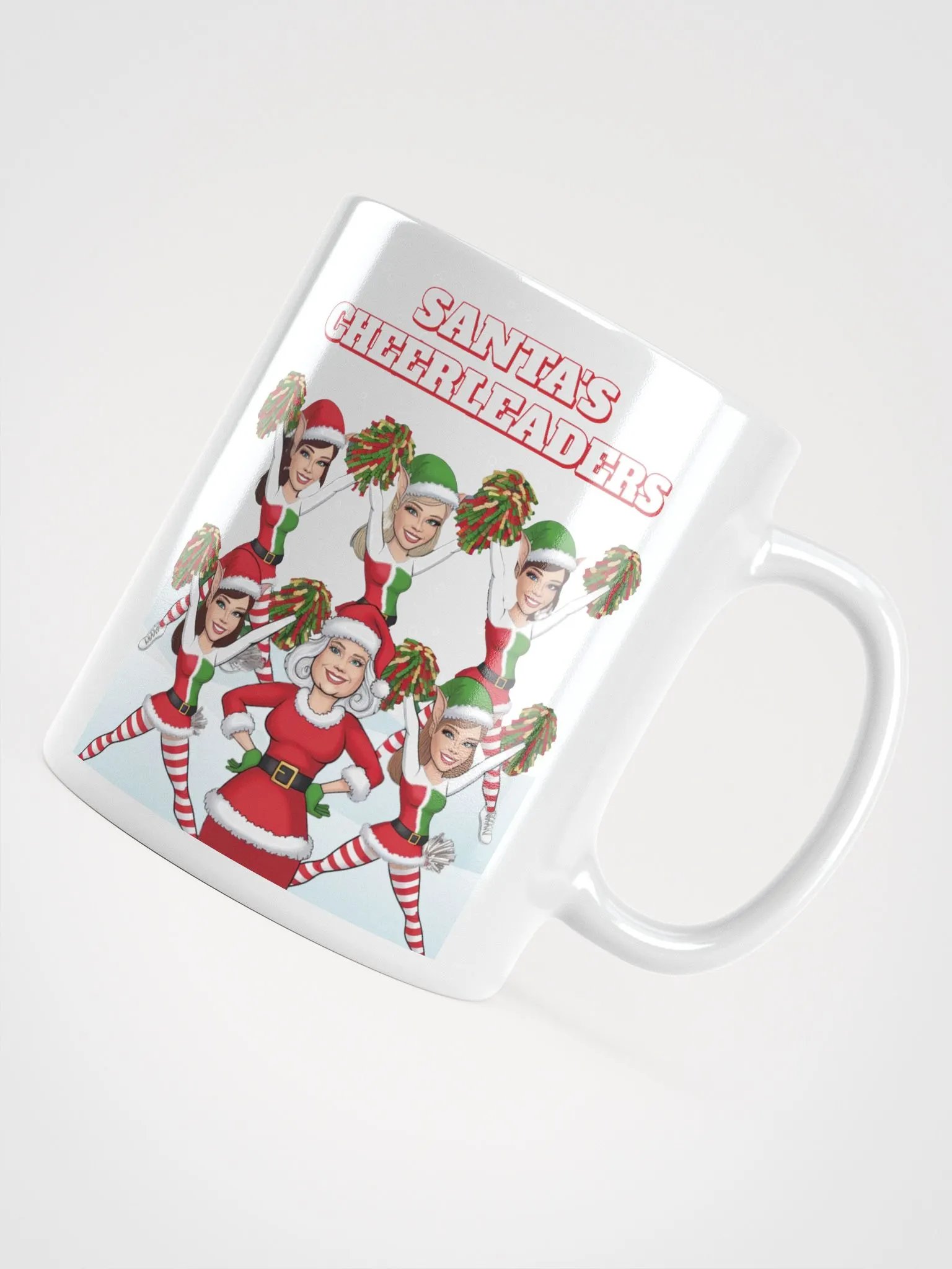 Santa's Cheerleaders Elves Squad White Mug product image (10)