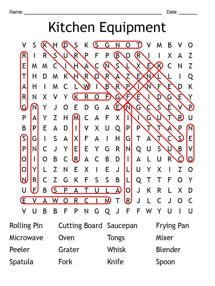 Printable Kitchen Equipment Word Search Puzzle product image (2)
