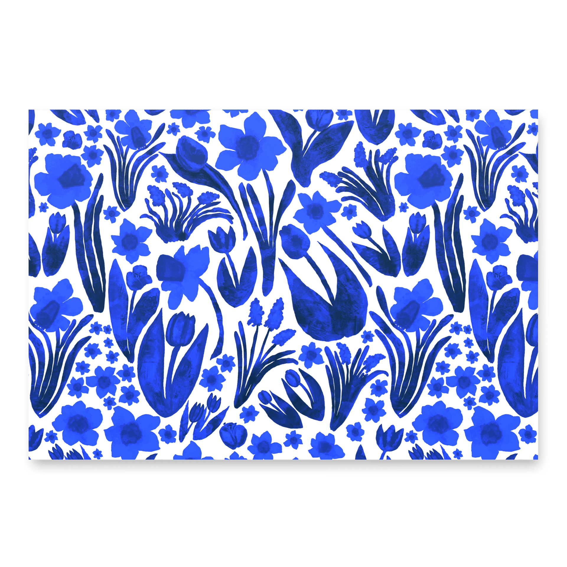 Spring Garden Wrapping Paper Sheets | Royal Blue on White | Coastal Floral Gift Wrap | Monique Faella Designs™ product image (2)