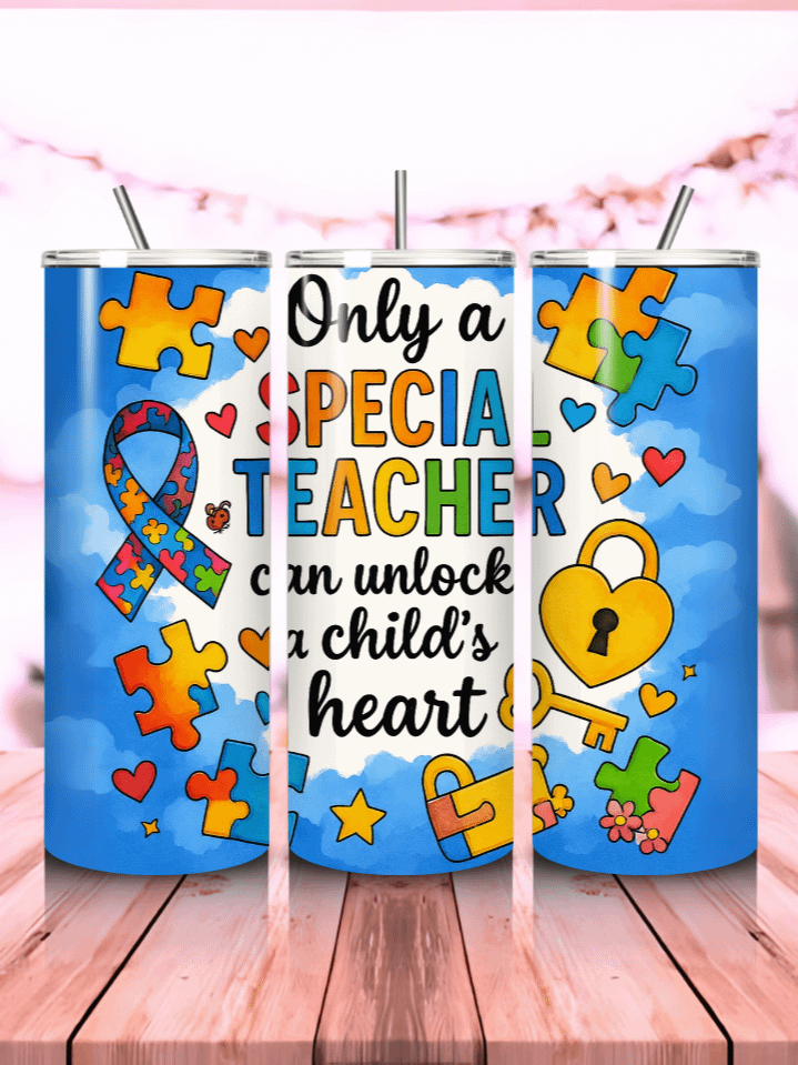 Autism Awareness Tumbler Wrap PNG – 20oz Skinny Sublimation Design with Puzzle Pieces, Heart Icons & Inspirational Quote – Support & Inclusion Theme – 300 DPI Instant Digital Download product image (1)