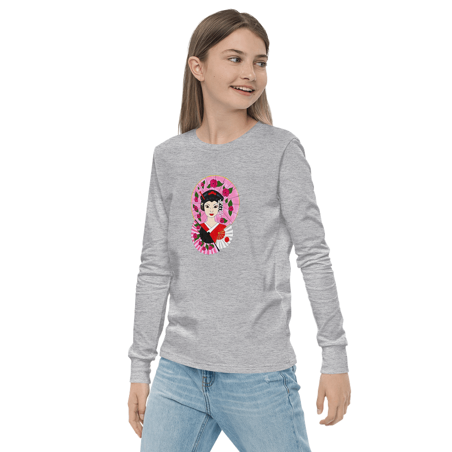 Japanese Geisha (art by Dina R.) akril painting picture - Youth Long Sleeve T-Shirt product image (10)