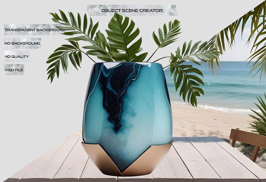 Lagoon Reverie – Coastal Luxe Spa Decor Vase png product image (2)