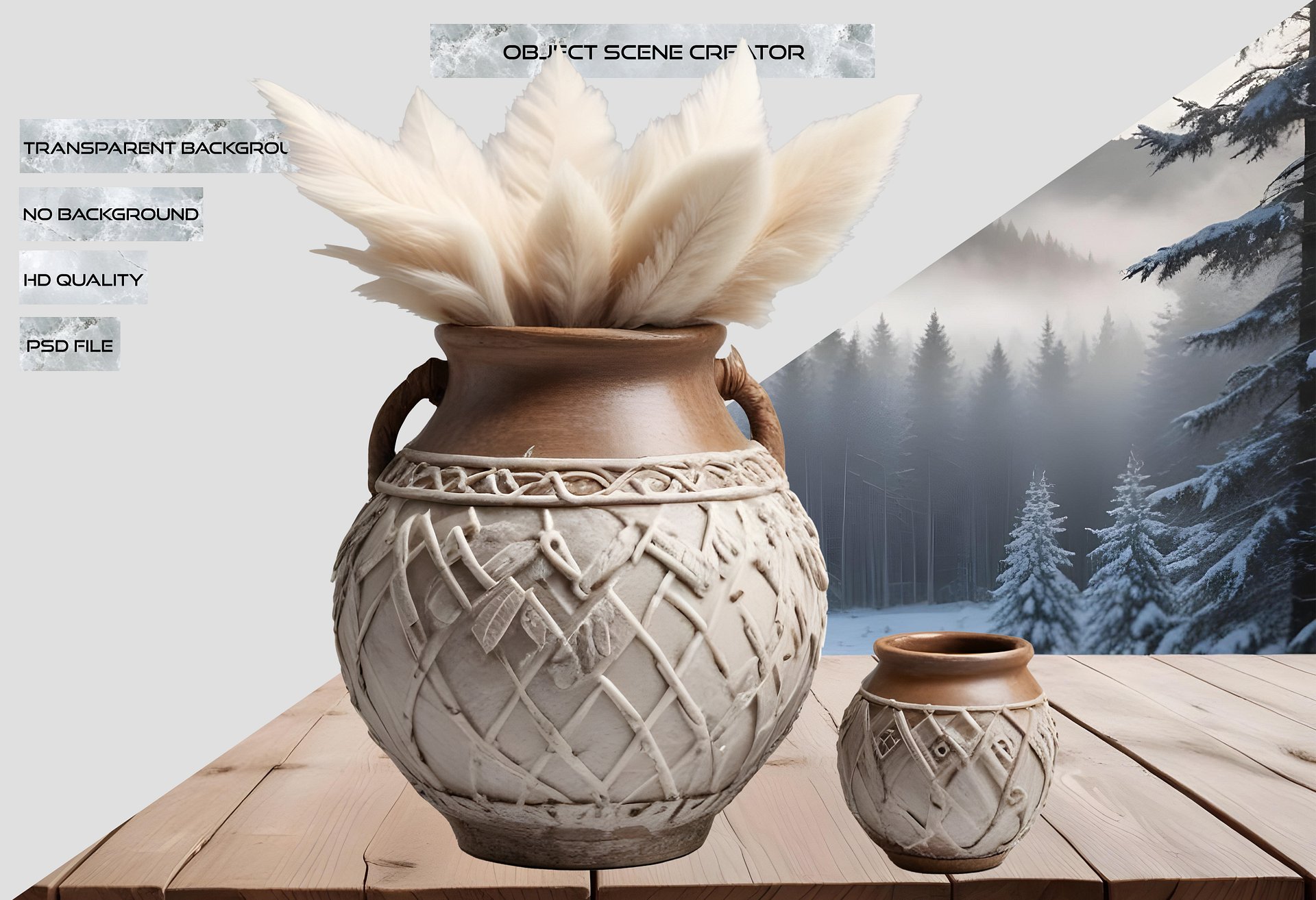 Scandinavian Nest – Rustic Nordic Vases PNG product image (2)