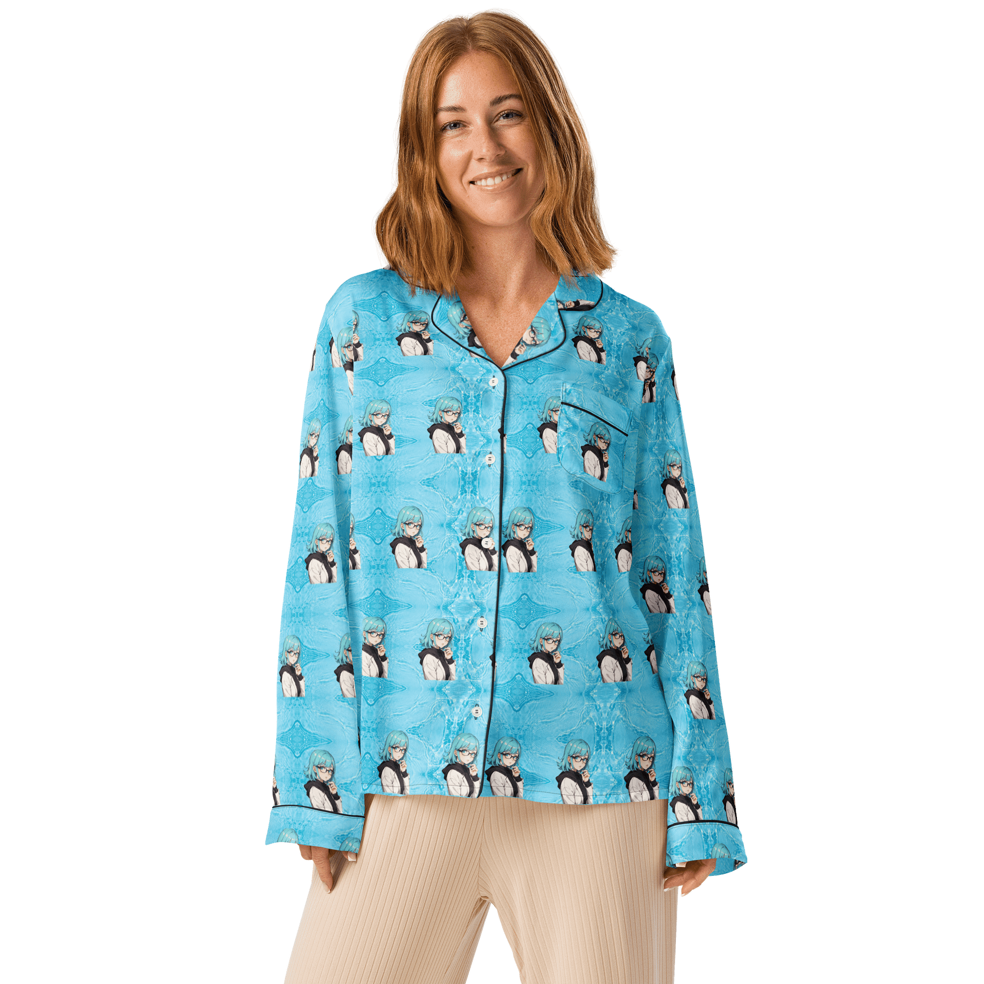 (Aqua WAIFU) K Women's Long Sleeve Pajama Top product image (1)