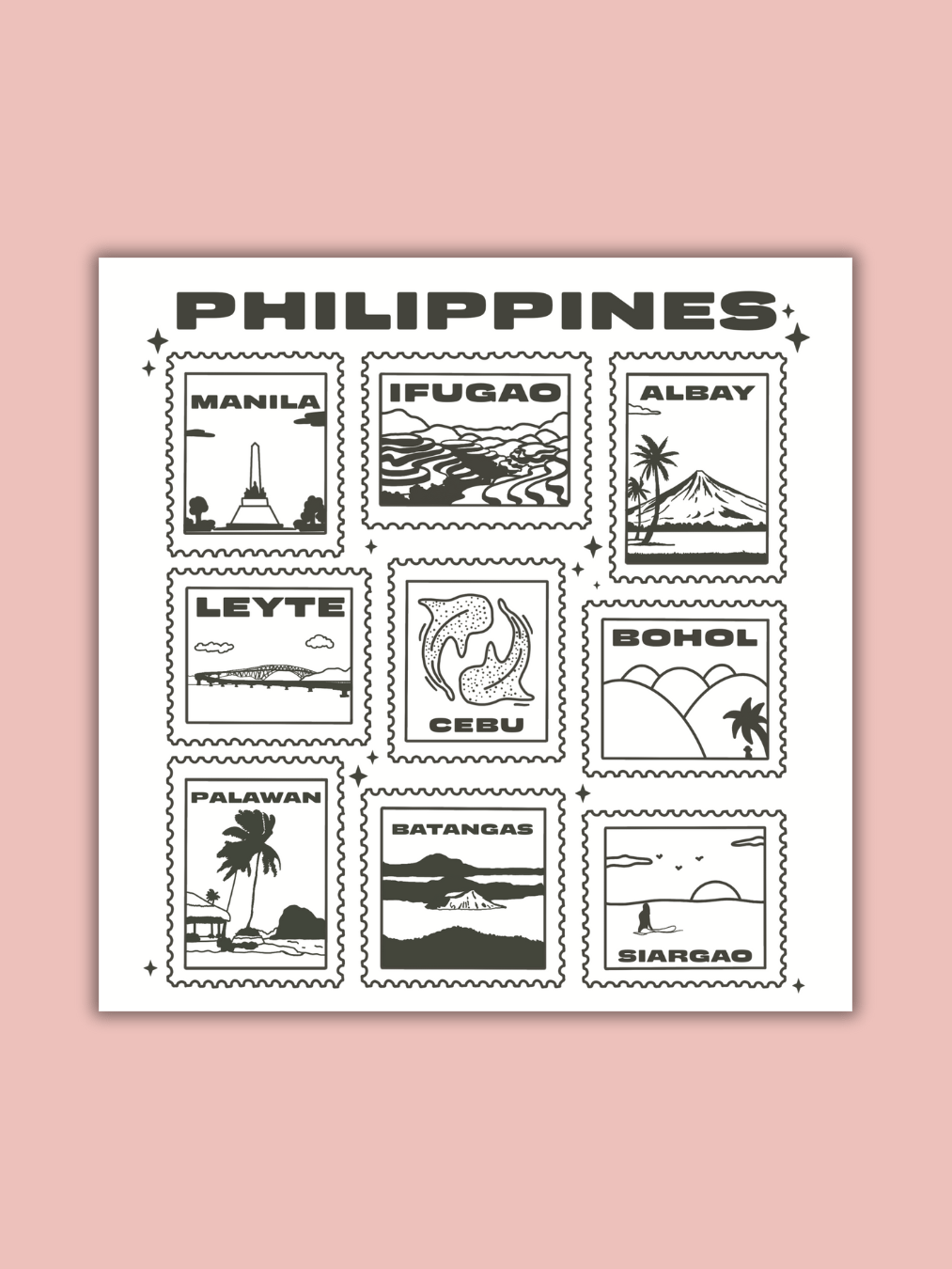 Philippine Island Stamps Print 6x6 product image (1)