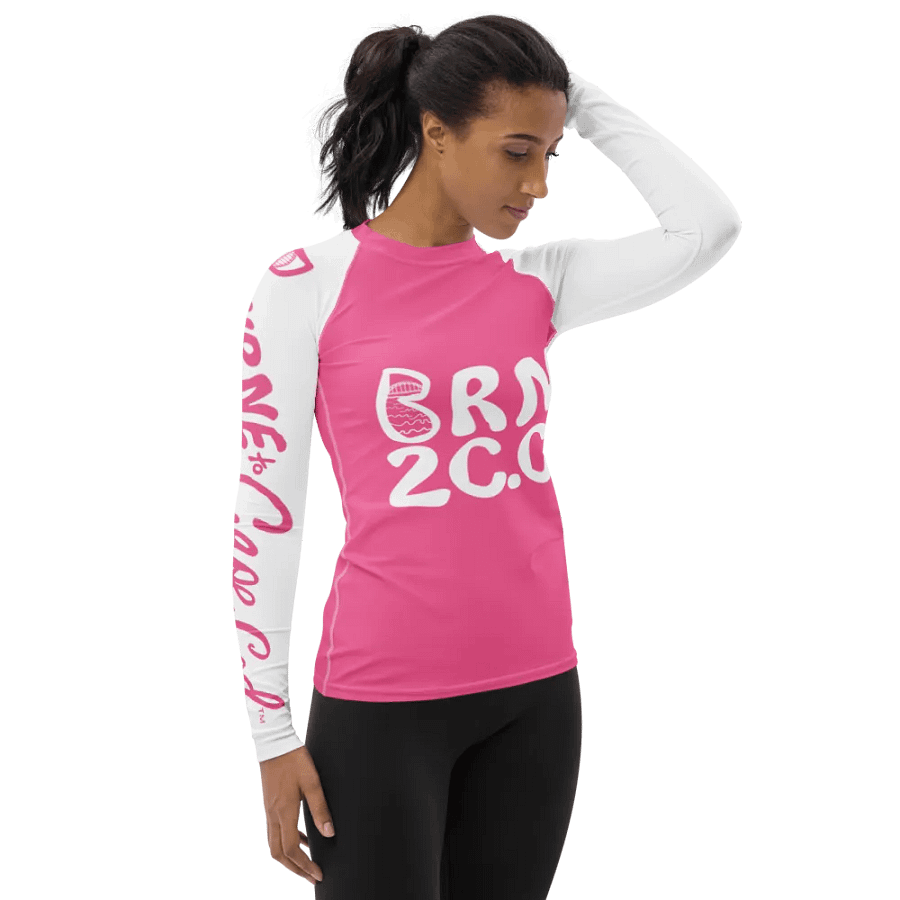 BOURNE to Cape Cod™ | Women's Rash Guard | BRN.2C.C.™ | Brilliant Rose Pink & White product image (4)