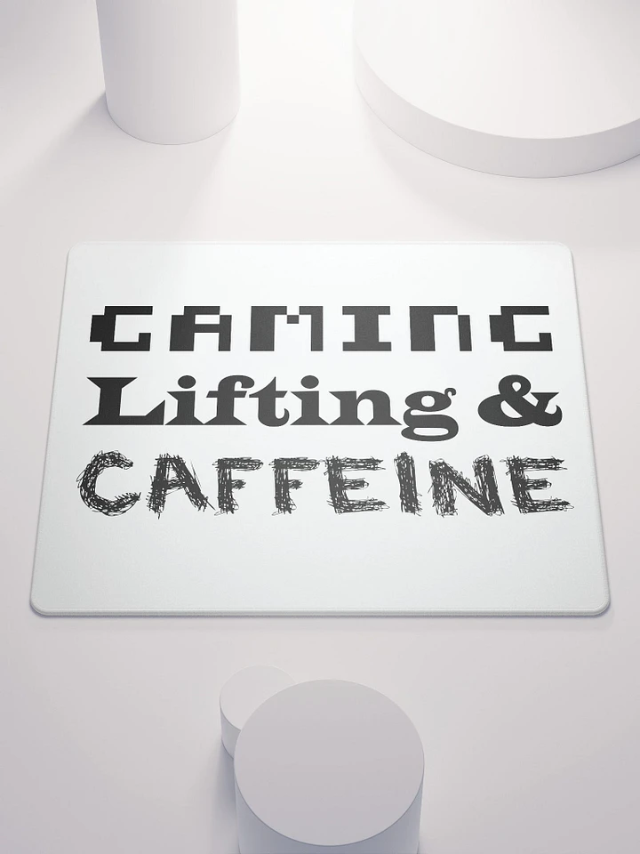 Gaming, Lifting & Caffeine Mouse Pad - Black Lettering product image (1)