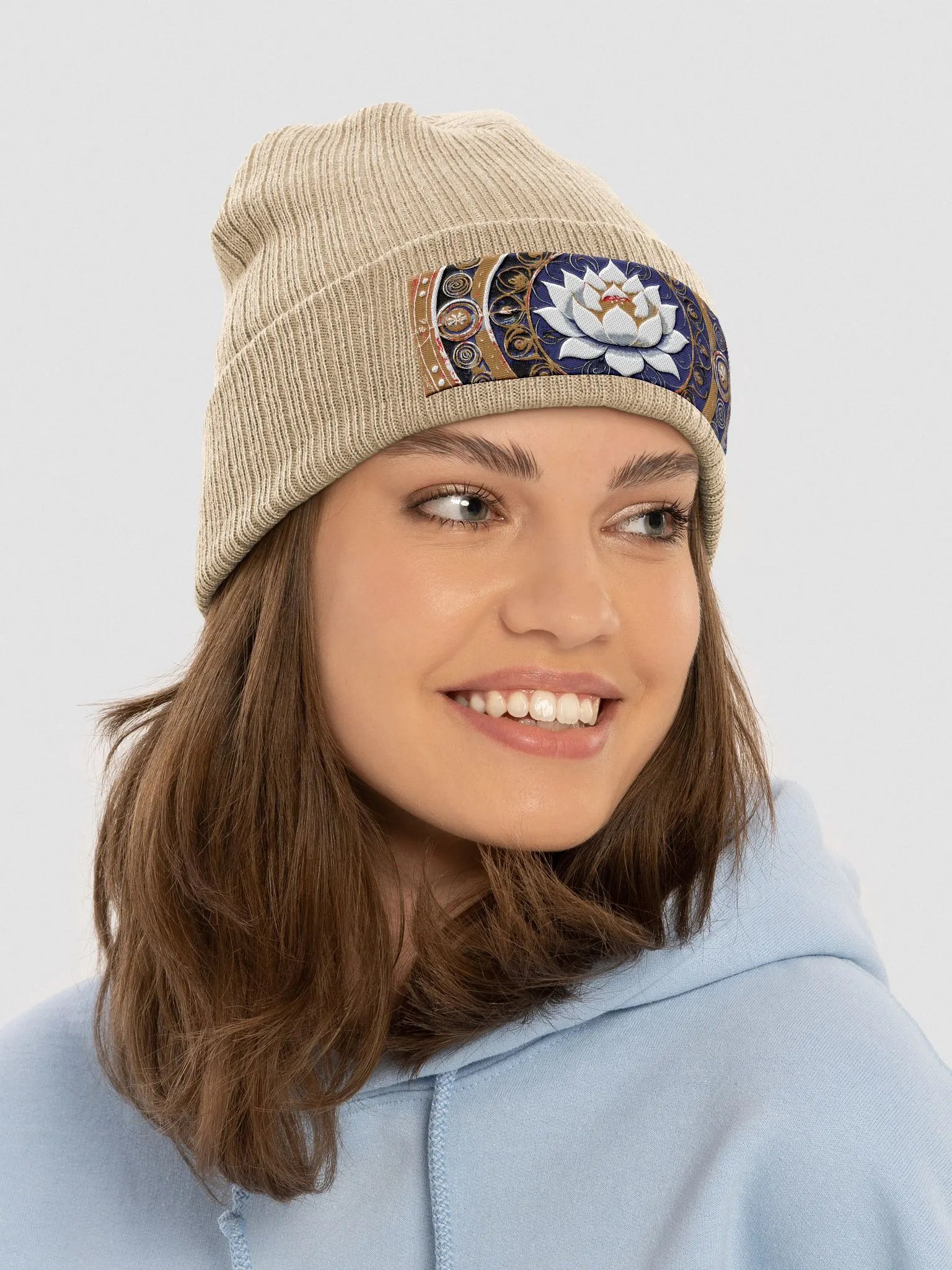Lotus Mandala Ribbed Beanie product image (12)