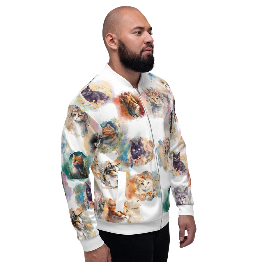 Watercolor Cats Bomber Style Zip Up Sweatshirt Jacket, Unisex product image (7)