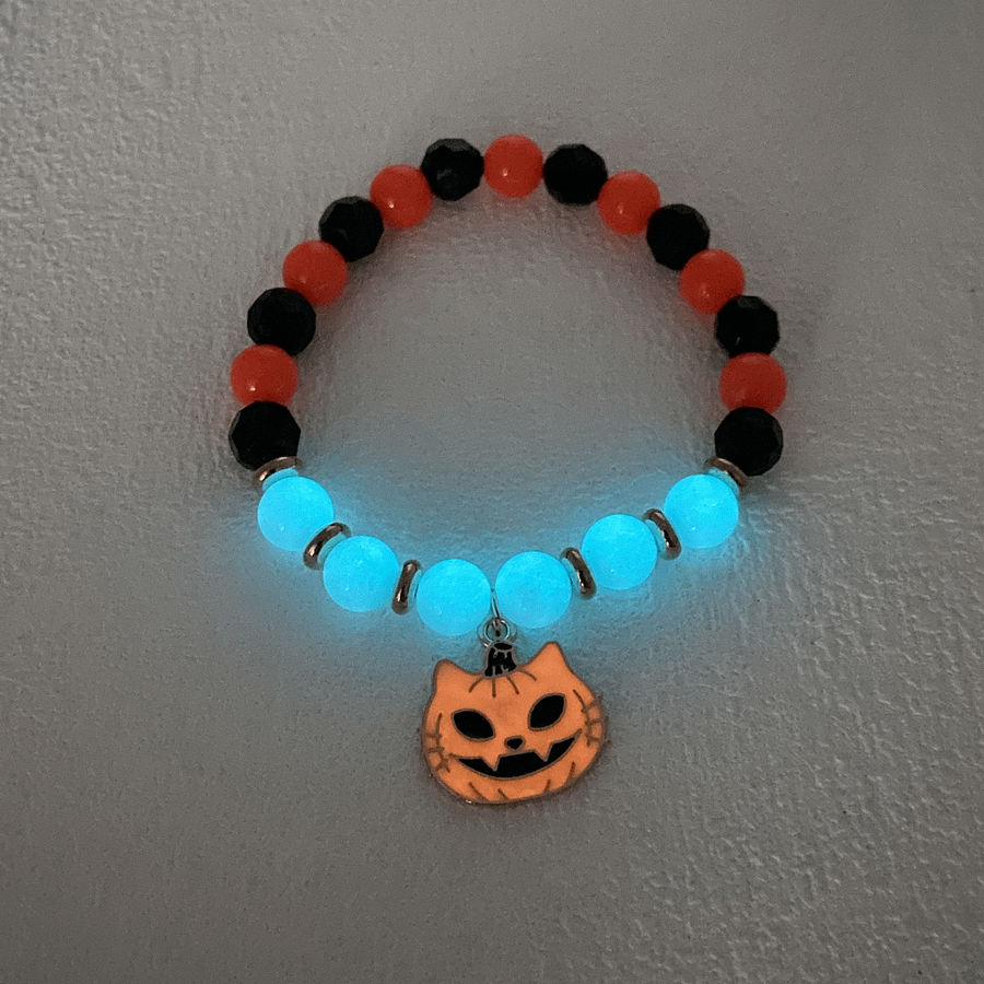 Self Glowing in Dark Natural Stone Multicolor Beaded Bracelet Woman Party Prom Halloween product image (5)