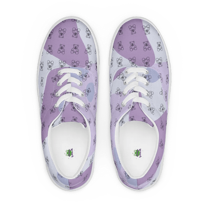 Purple Teddy Bar - Women's Lace-Up Canvas Shoes product image (1)