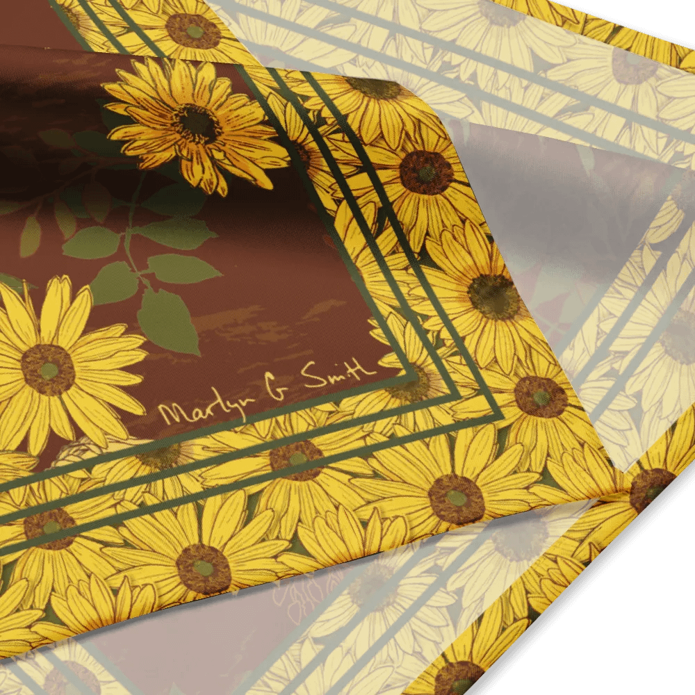 “Helianthus Sunflower Amongst the Greens” Bandana in Red product image (2)