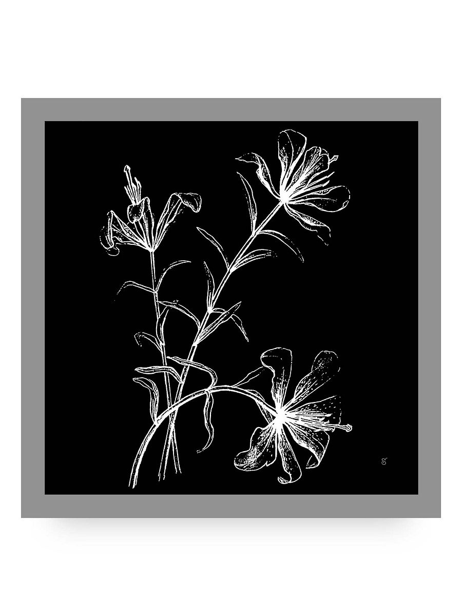 Floral Line Drawing Canvas Art - Wild Elegant Flowers Dark product image (46)