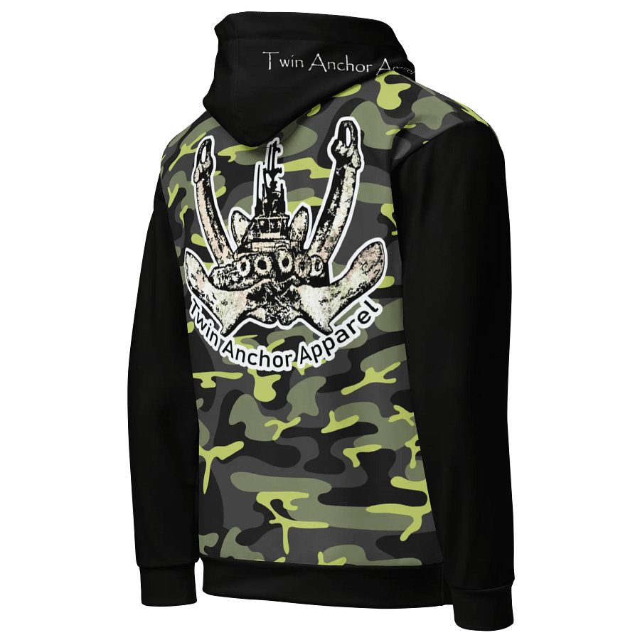 black & Green Camouflage Twin Anchor Logo Hoodie product image (5)
