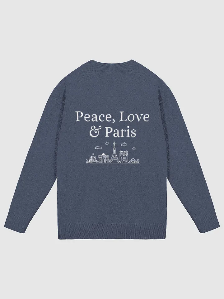 Peace, Love and Paris with Monuments Parisian Chic Knitted Cardigan | Blue product image (1)