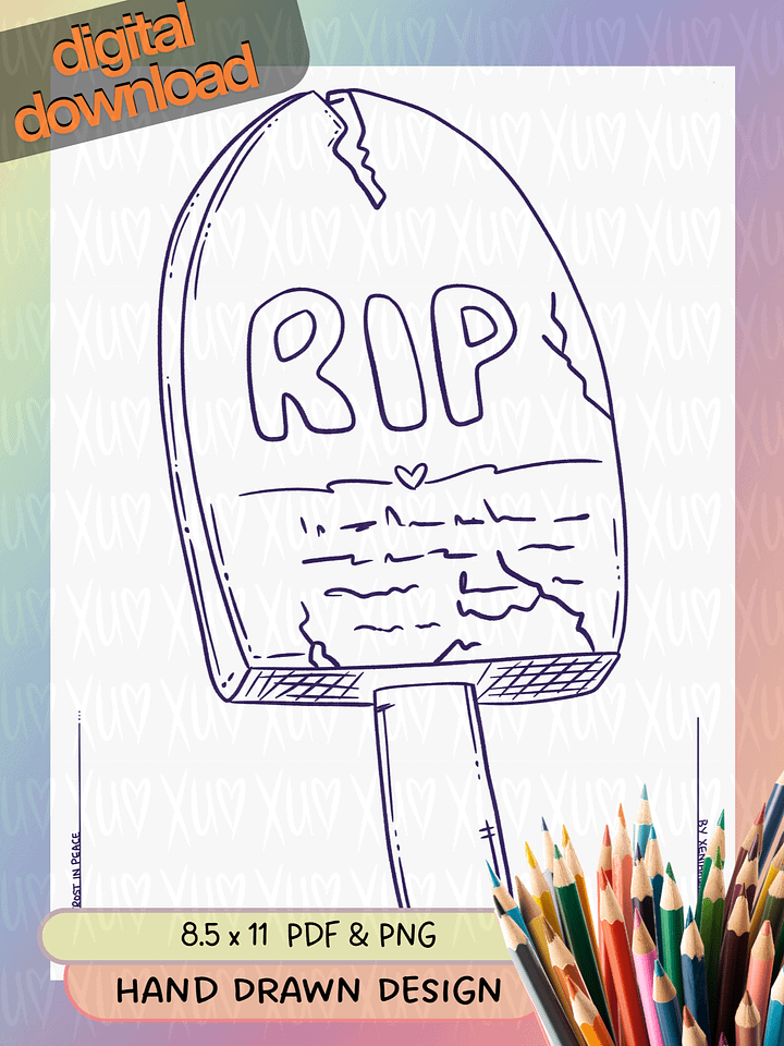 Frost In Peace – Summerween Scream – Spooky-Sweet Coloring Page product image (1)