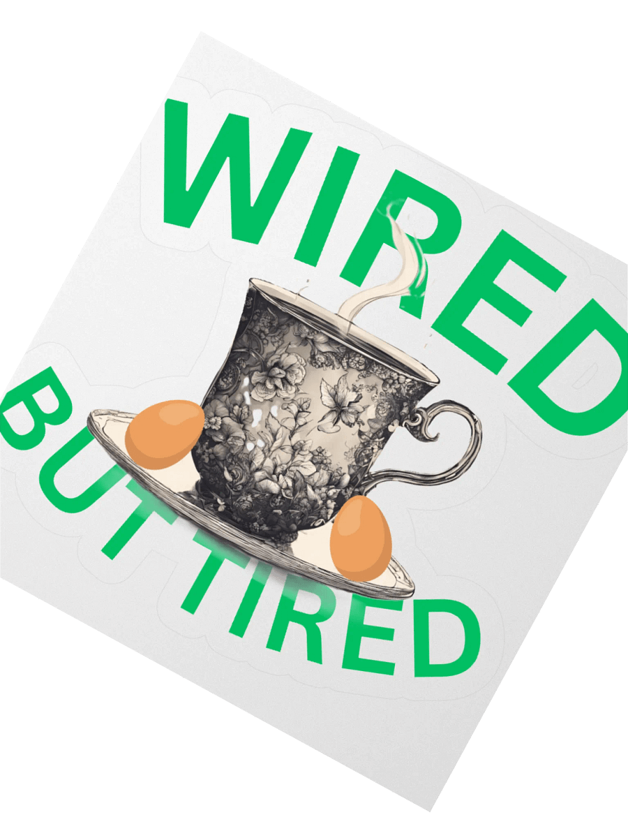 Wired But Tired Kiss Cut Sticker product image (5)