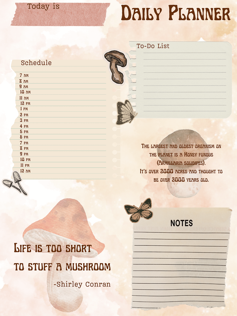 [A5] May Planner Design - Mushroom Scrapbook (Daily, Weekly, & Monthly) product image (1)