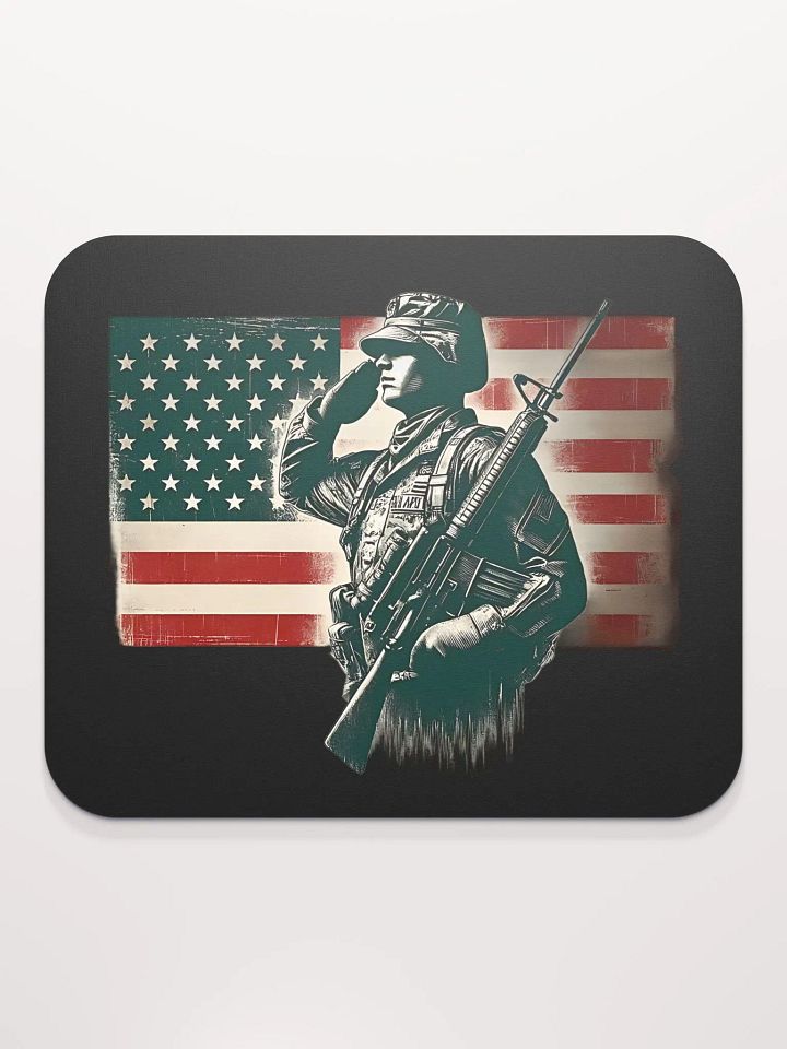 Saluting Soldier - Proud USA Patriotic Tribute Vintage Mouse Pad product image (2)
