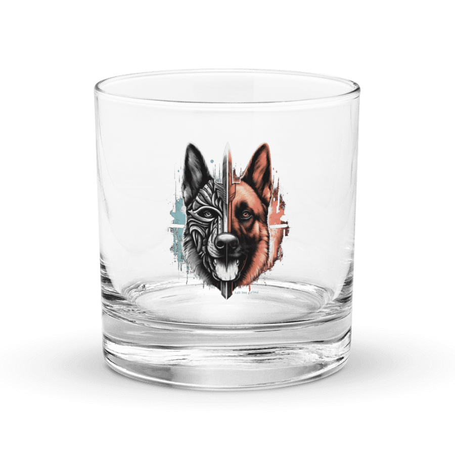 Warrior Malinois Whiskey Rocks Glass product image (1)