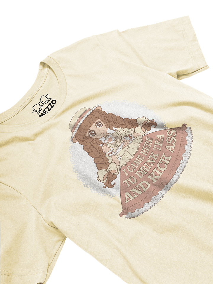 I Came Here to Drink Tea & Kick Ass (Country, Cream) cotton t-shirt product image (8)