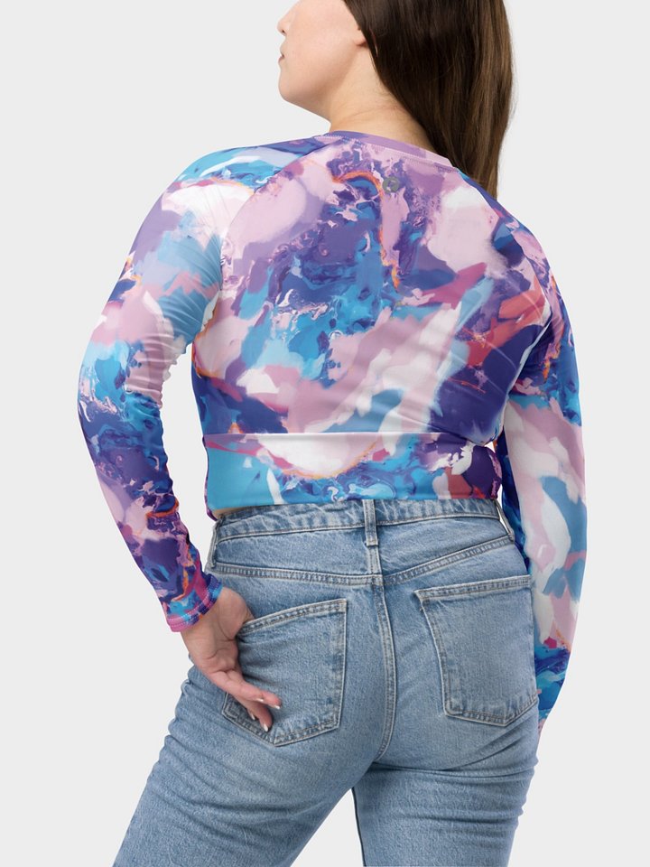 Crop top "Marble Effect Pastel Blue Purple Dreamy Waves" product image (2)