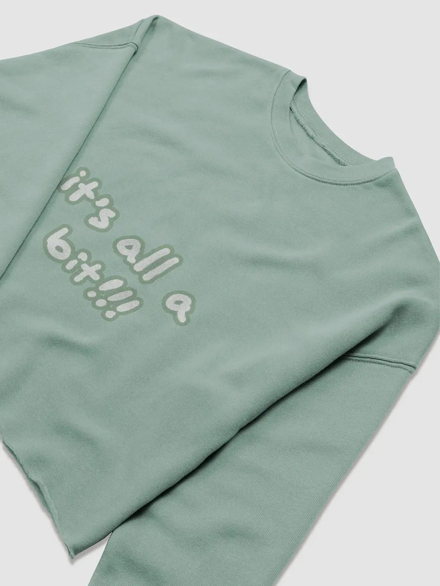“It’s all a bit!!!” (sm. lined design, #96B697) Women's Fleece Crop Sweatshirt product image (13)