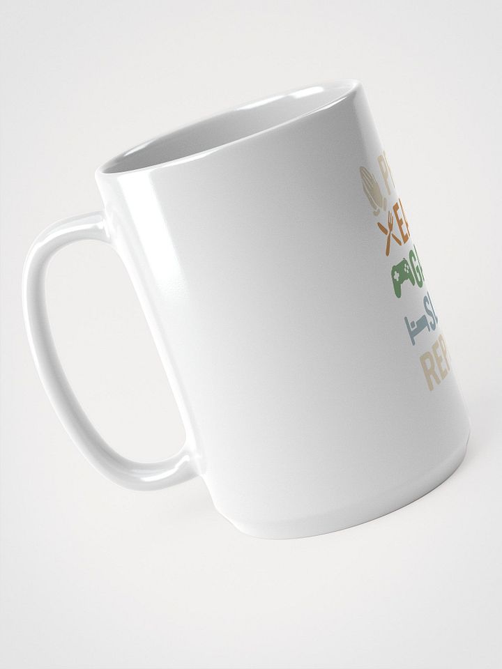Pray Eat Game Sleep Repeat Mug – Faith + Gaming Routine Coffee Cup product image (2)