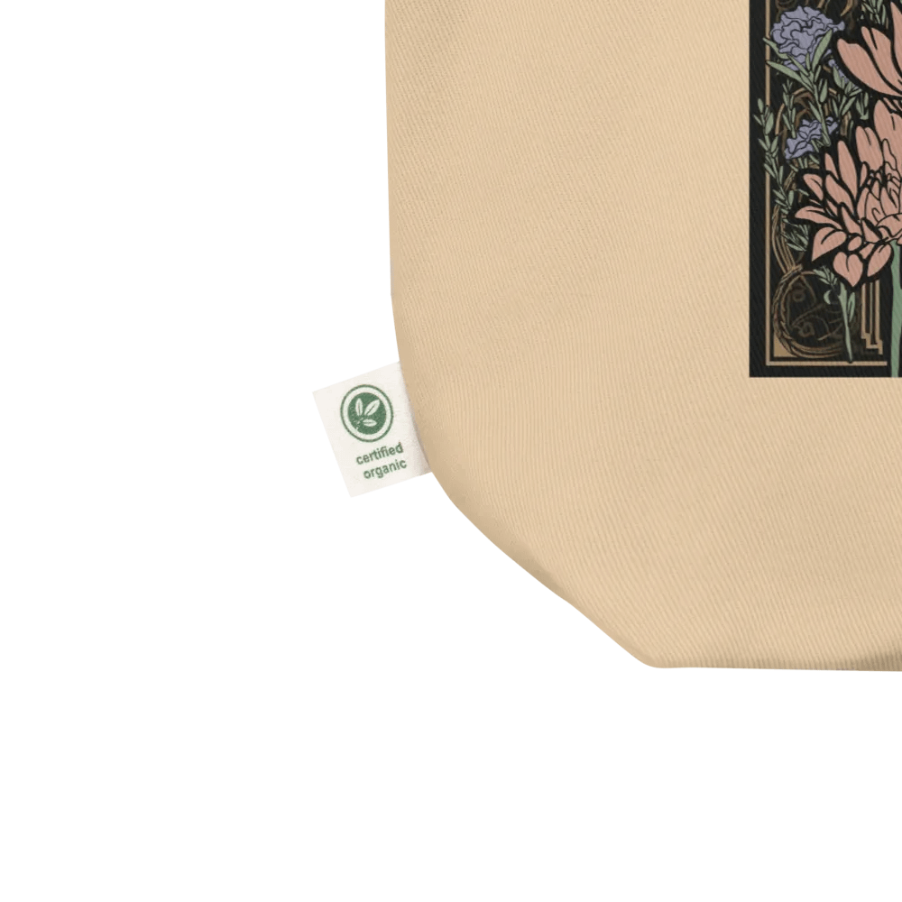 Custom Drawn Art Nouveau Black Cat With Flowers Eco-Friendly Canvas Tote Bag product image (5)